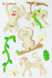 3D الأبعاد للأطفال منتفخ ملصقات ورقة القرد الكرتون تصميم 80 X 120 مم