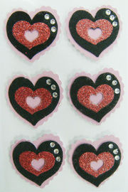الوردي بريق مخصص على شكل قلب ملصقات للطباعة لعيد الحب